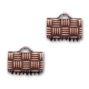 Crimp-end for ribbon  8mm old copper tone x4|raw }}
