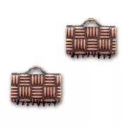 Crimp-end for ribbon  8mm old copper tone x4
