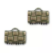 Crimp-end for ribbon  8mm bronze tone x4