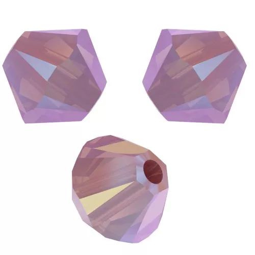 4mm PureCrystal 5328 Crystal Bicones - Rose Water Opal Shimmer 2X x50
