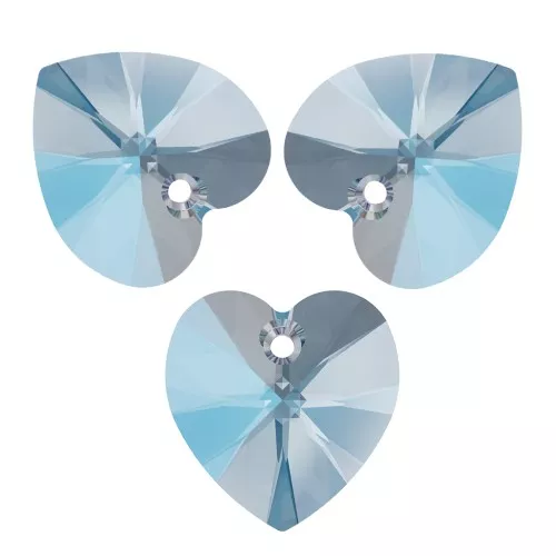 14,4x14mm PureCrystal 6228 Heart pendant Aquamarine Shimmer x1
