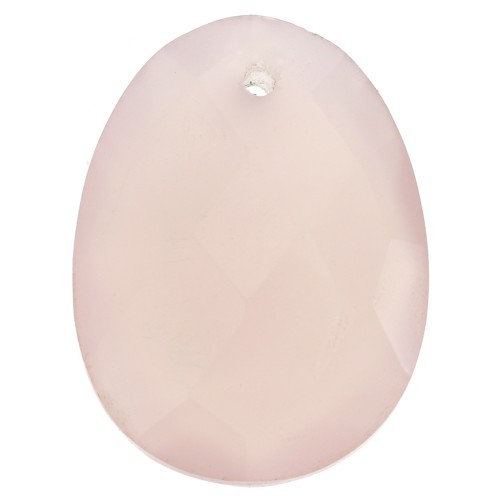 20x15mm Oval Faceted gemstone Pendant - Pink Calcedoine x1