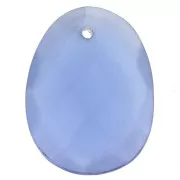 20x15mm Oval Faceted gemstone Pendant - Blue Calcedoine x1