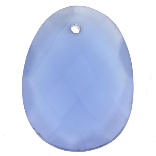 20x15mm Oval Faceted gemstone Pendant - Blue Calcedoine x1
