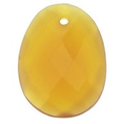 20x15mm Oval Faceted gemstone Pendant - Yellow Calcedoine x1