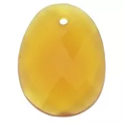 20x15mm Oval Faceted gemstone Pendant - Yellow Calcedoine x1