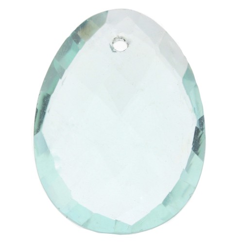 Oval faceted pendant 20x15 mm imitation gemstone - Hydro Aquamarine x1