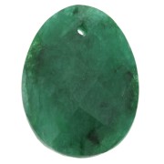 20x15mm Oval Faceted gemstone Pendant - Imitation Emerald x1|raw }}