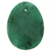 20x15mm Oval Faceted gemstone Pendant - Imitation Emerald x1