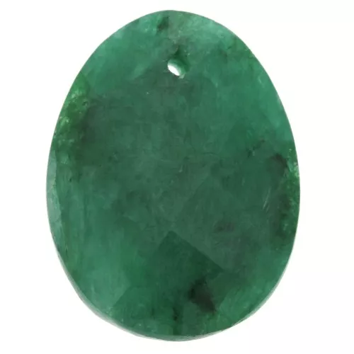 20x15mm Oval Faceted gemstone Pendant - Imitation Emerald x1