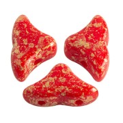 6x10mm Glass beads Hélios® by Puca® - Red Coral Gold Splash x10g|raw }}