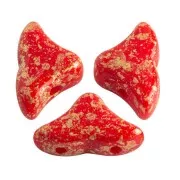 6x10mm Glass beads Hélios® by Puca® - Red Coral Gold Splash x10g