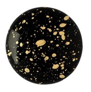 25mm Glass round cabochon by Puca® - Jet Gold Splash x1|raw }}