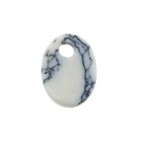 8x6mm Gemstone oval sequin - Howlite x1
