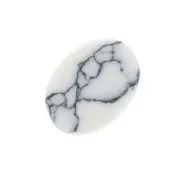 8x6mm Gemstone Oval puck - Howlite x1