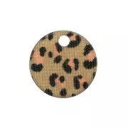 15mm Plexiglas sequin leopard pattern - Dark Beige - Pink x1