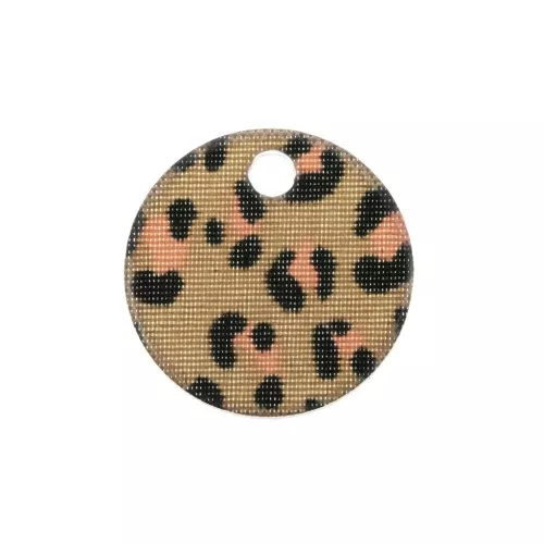 15mm Plexiglas sequin leopard pattern - Dark Beige - Pink x1