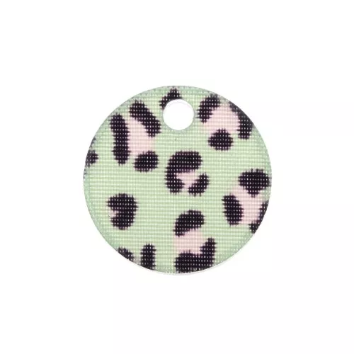 15mm Plexiglas sequin leopard pattern - Green - Pink x1