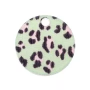 19mm Plexiglas sequin leopard pattern - Green - Pink x1