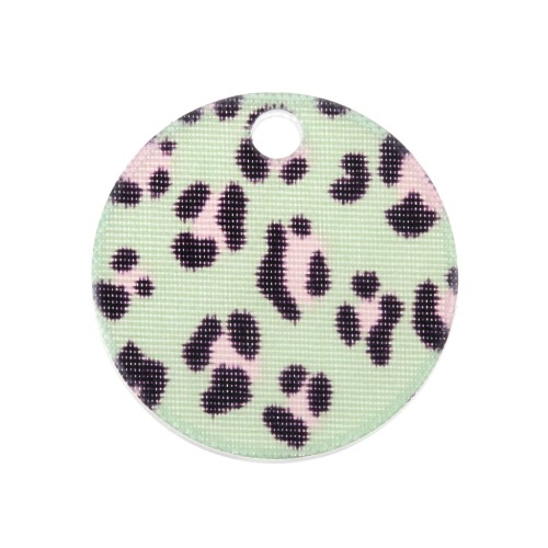 19mm Plexiglas sequin leopard pattern - Green - Pink x1
