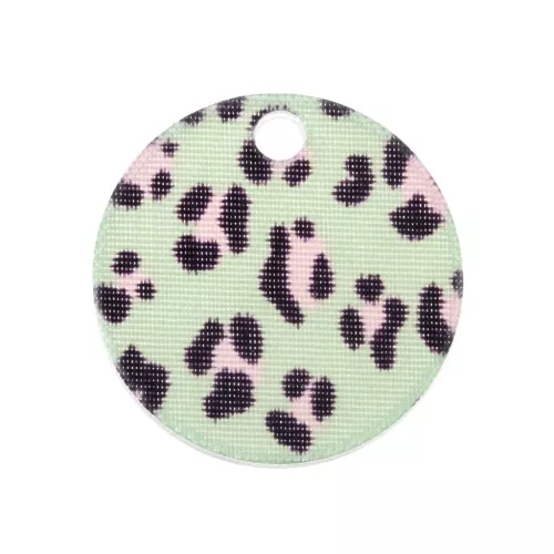 19mm Plexiglas sequin leopard pattern - Green - Pink x1
