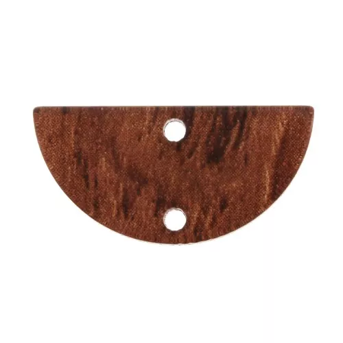 23x11mm Plexiglas 2-hole Half moon spacer wooden pattern - Brown x1