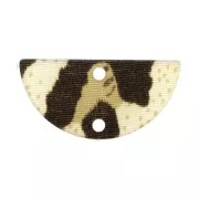 23x11mm Plexiglas 2-hole Half moon spacer leopard pattern - Brown - Beige x1