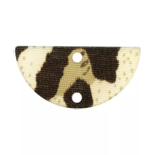 23x11mm Plexiglas 2-hole Half moon spacer leopard pattern - Brown - Beige x1