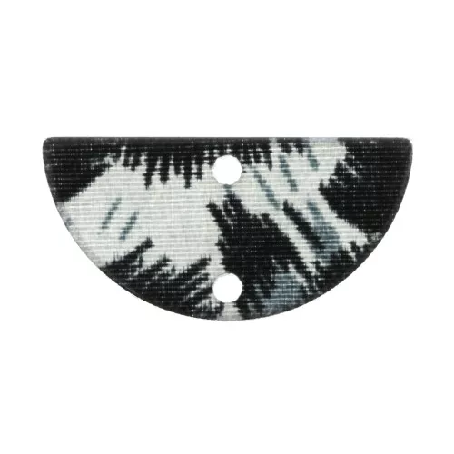 23x11mm Plexiglas 2-hole Half moon spacer leopard pattern - Black - Blue - Grey x1