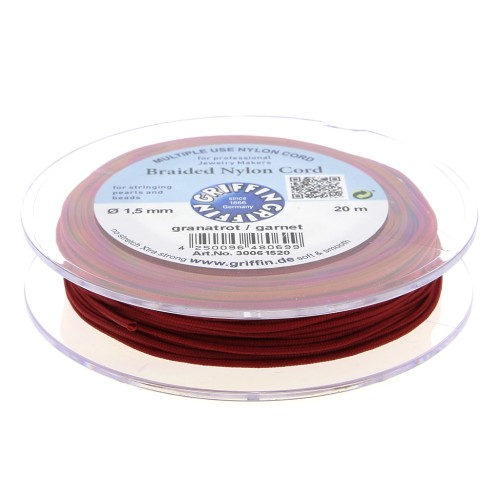 1.5mm Griffin European Braided Nylon Thread - Garnet x20m