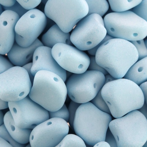 7.5x7.5mm Czech Glass beads Ginko Duo 2 holes - Bondeli Matt Blue Raspberry x10g