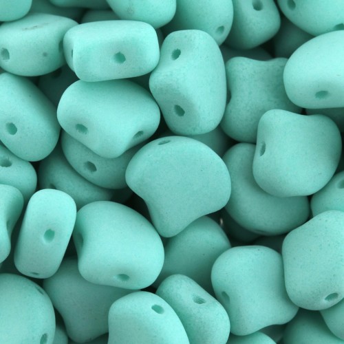 7.5x7.5mm Czech Glass beads Ginko Duo 2 holes - Bondeli Matt Mint x10g