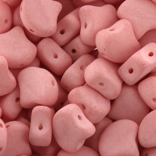 7.5x7.5mm Czech Glass beads Ginko Duo 2 holes - Bondeli Matt Coral x10g