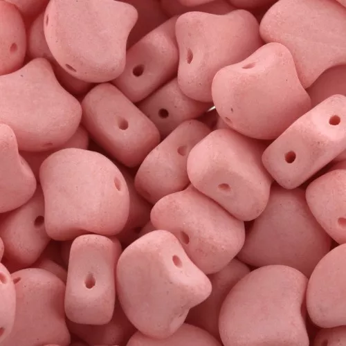 7.5x7.5mm Czech Glass beads Ginko Duo 2 holes - Bondeli Matt Coral x10g