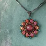 7.5x7.5mm Czech Glass beads Ginko Duo 2 holes - Bondeli Matt Coral x10g