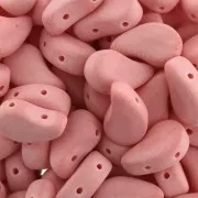 9x5.5mm Double drilled Czech Glass Paisley Duo beads - Bondeli Matt Coral x10g