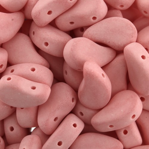 9x5.5mm Double drilled Czech Glass Paisley Duo beads - Bondeli Matt Coral x10g