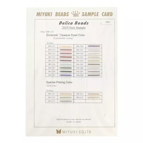 Color chart Miyuki Delica 11/0 - Sample Card (n°1012) - Duracoat Opaque Dyed Color