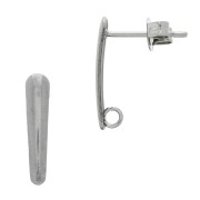 15.5mm Stainless steel flat drop earstuds with 1 ring x2|raw }}