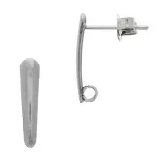 15.5mm Stainless steel flat drop earstuds with 1 ring x2