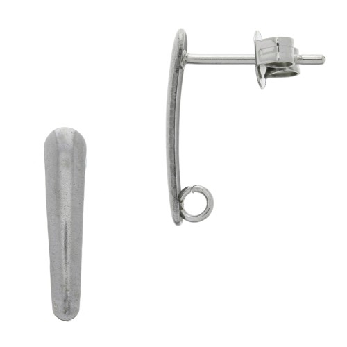 15.5mm Stainless steel flat drop earstuds with 1 ring x2