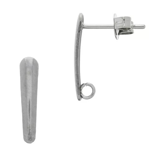 15.5mm Stainless steel flat drop earstuds with 1 ring x2