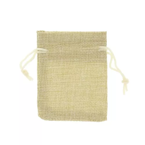 70x85mm Synthetic imitation burlap pouch for jewels - Beige x1