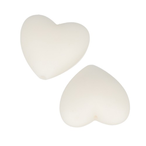 19x20mm Heart-shaped silicone beads for pacifier - White x2