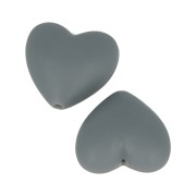 19x20mm Heart-shaped silicone beads for pacifier - Dark Grey x2