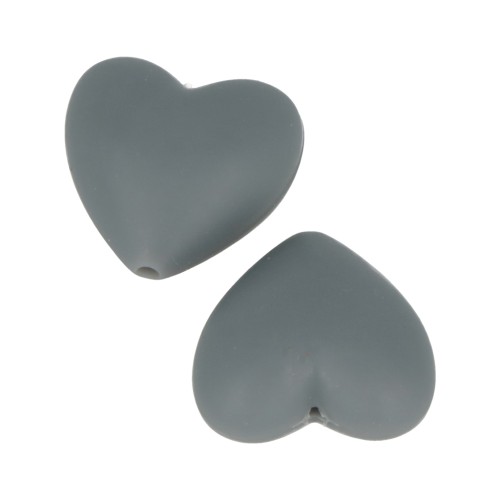 19x20mm Heart-shaped silicone beads for pacifier - Dark Grey x2