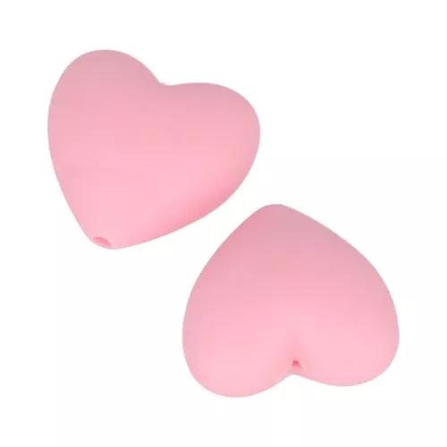 19x20mm Heart-shaped silicone beads for pacifier - Pink x2
