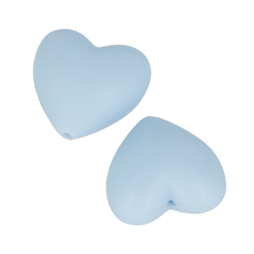 19x20mm Heart-shaped silicone beads for pacifier - Baby Blue x2