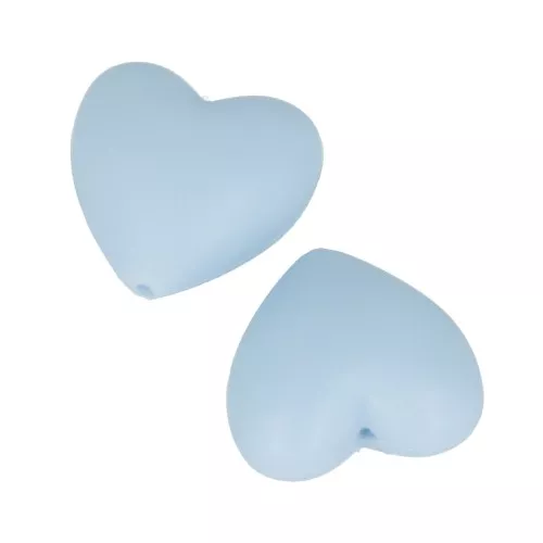 19x20mm Heart-shaped silicone beads for pacifier - Baby Blue x2