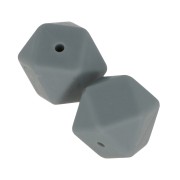 17mm Hexagonal-shaped silicone beads for pacifier - Dark Grey x2